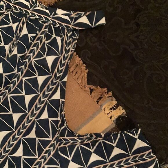 LuLuMari NWT szL cold shoulder blouse long double ruffle sleeves side zip w/ties - Picture 11 of 16